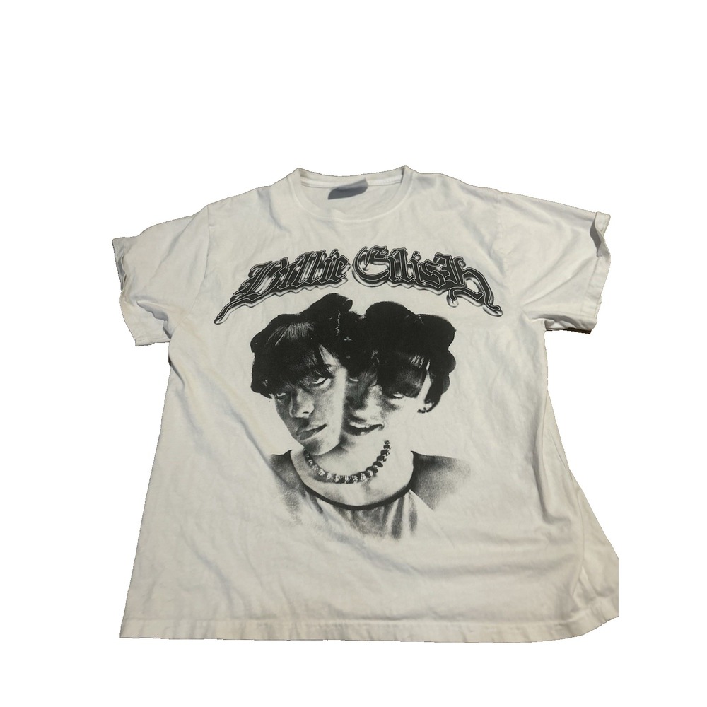 Billie Eilish Split Face Graphic T Shirt Grungy Street Wear Medium USA Cotton